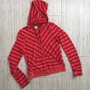 Ella Moss Pink and Red Striped Hoodie